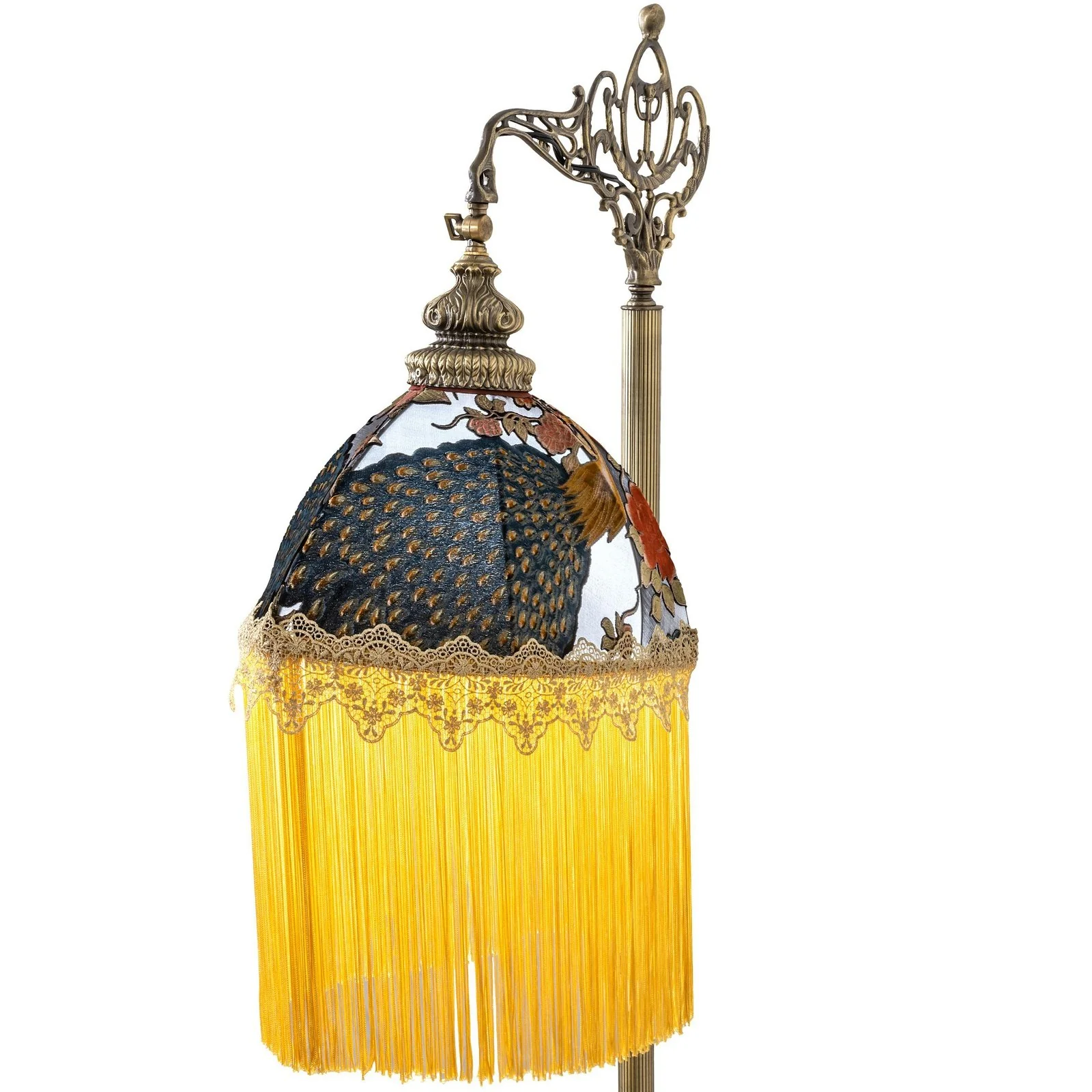 Meyda 72" Victorian Peacock Bridge Arm Tall Floor Lamp - Image 3