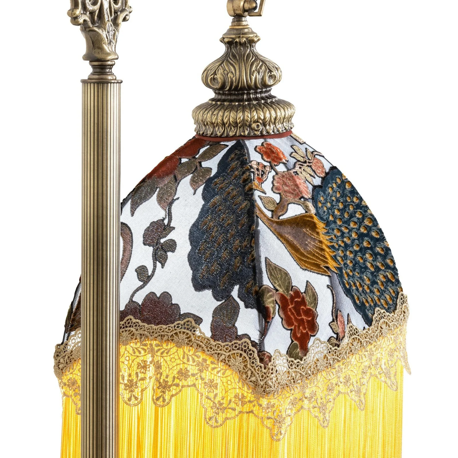 Meyda 72" Victorian Peacock Bridge Arm Tall Floor Lamp - Image 4
