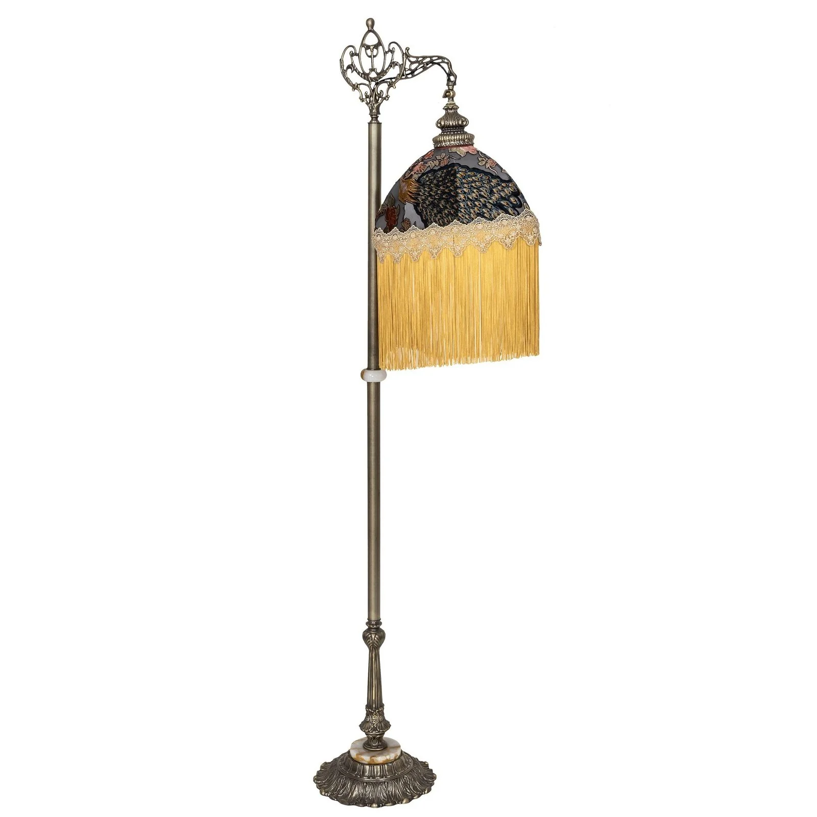 Meyda 72" Victorian Peacock Bridge Arm Tall Floor Lamp - Image 5
