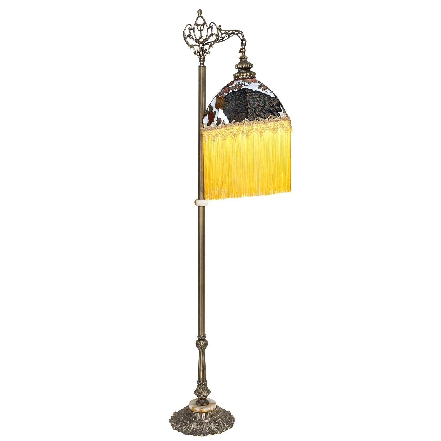 Meyda 72" Victorian Peacock Bridge Arm Tall Floor Lamp - Image 6