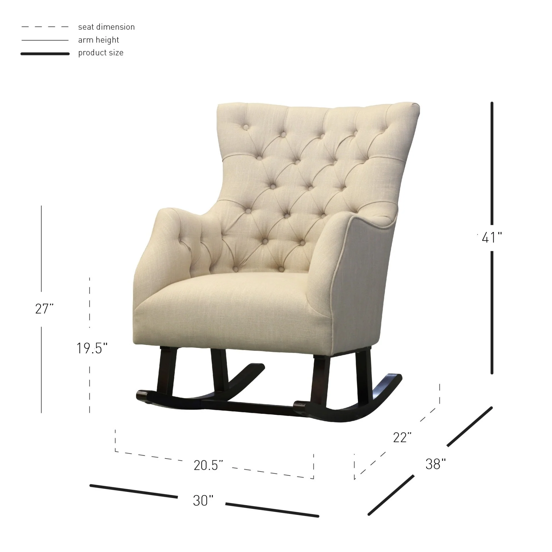 New Pacific Direct Abigail Fabric Tufted Rocking Chair 3900023 - Image 7