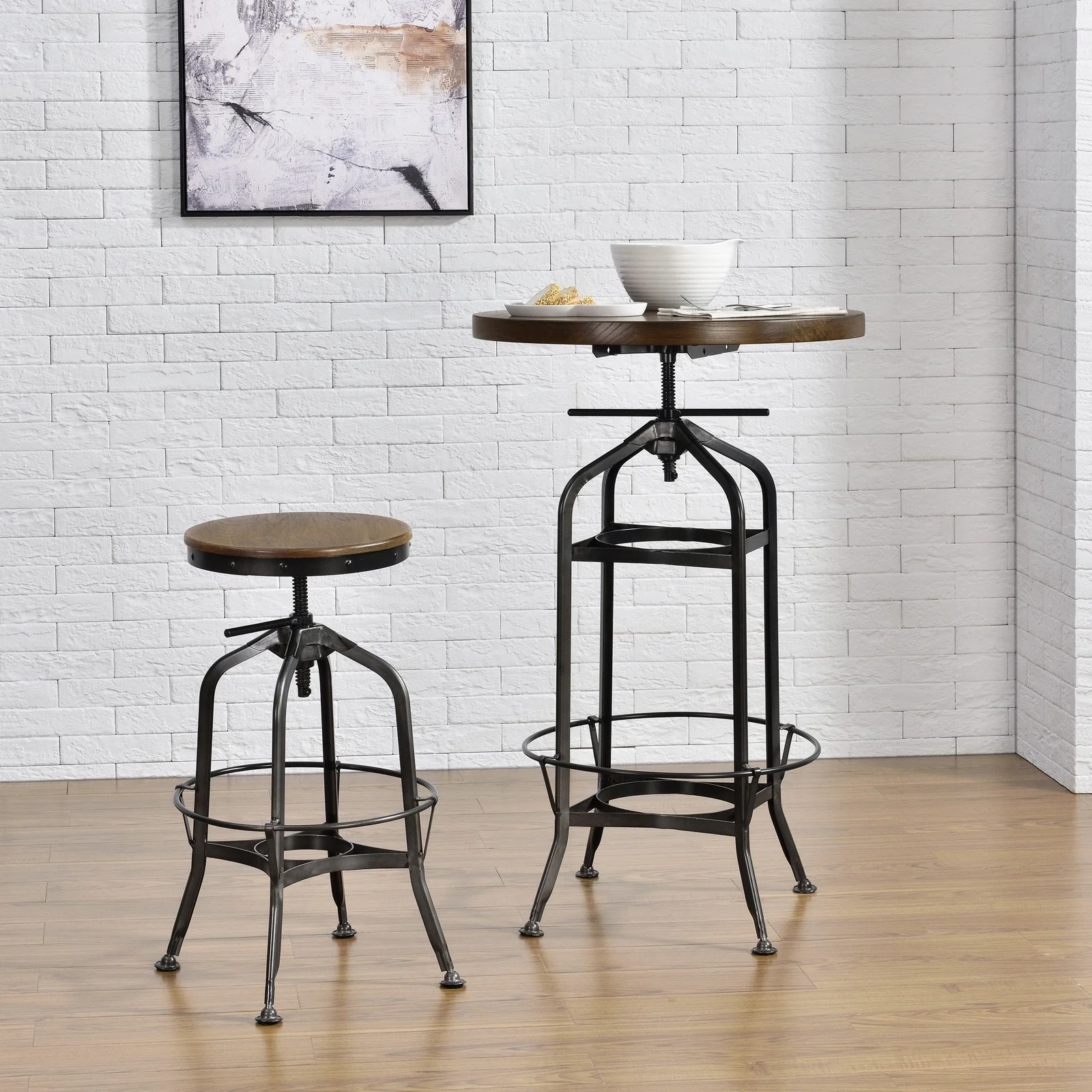 New Pacific Direct Industrial Swivel Vintage Bar Stool 9300040