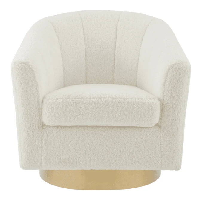 New Pacific Direct Natasha Faux Shearling Fabric w/ Gold Metal Swivel Accent Arm Chair 1900192-560 - Image 3