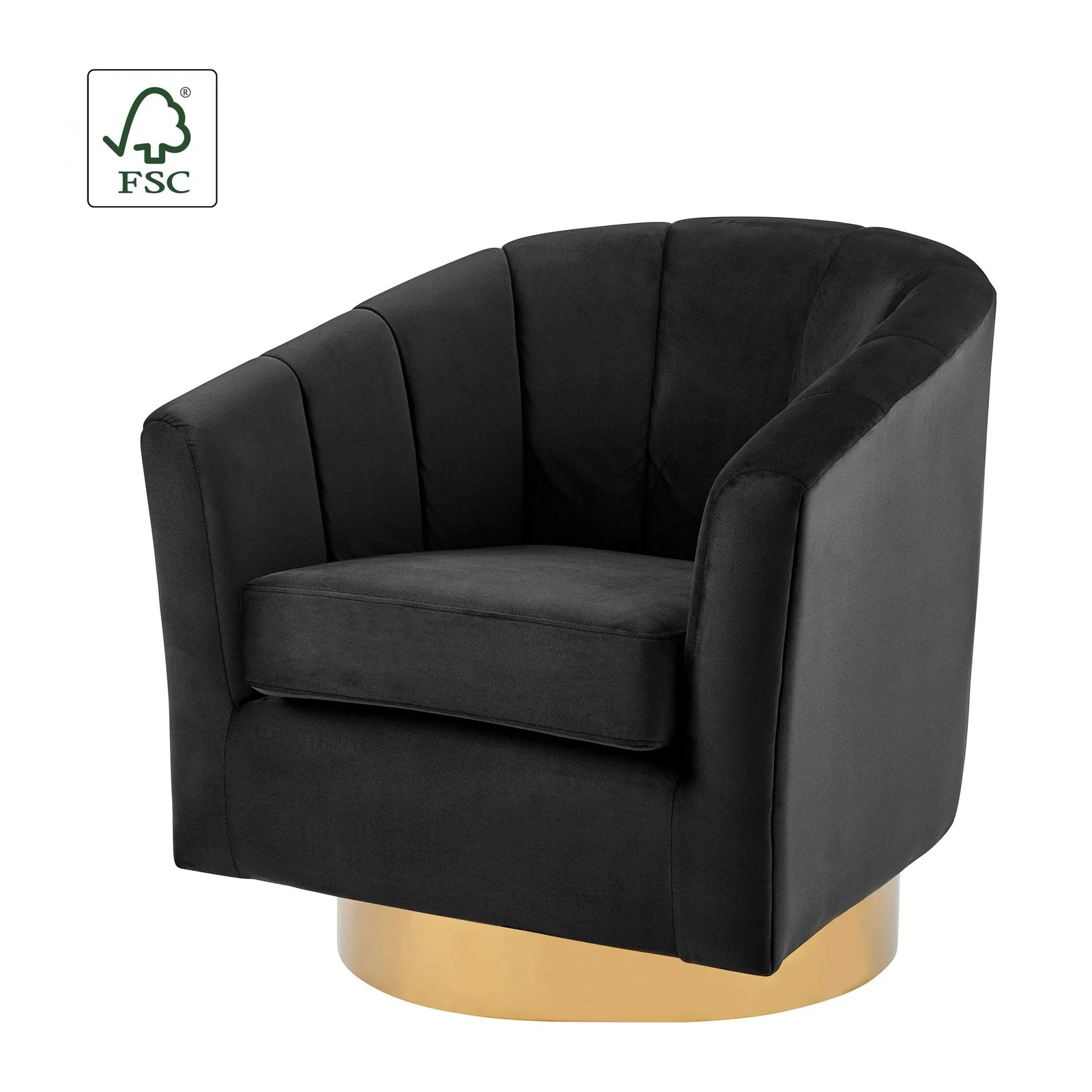 New Pacific Direct Natasha Velvet Fabric w/ Gold Metal Swivel Accent Arm Chair 1900187-575 - Image 2