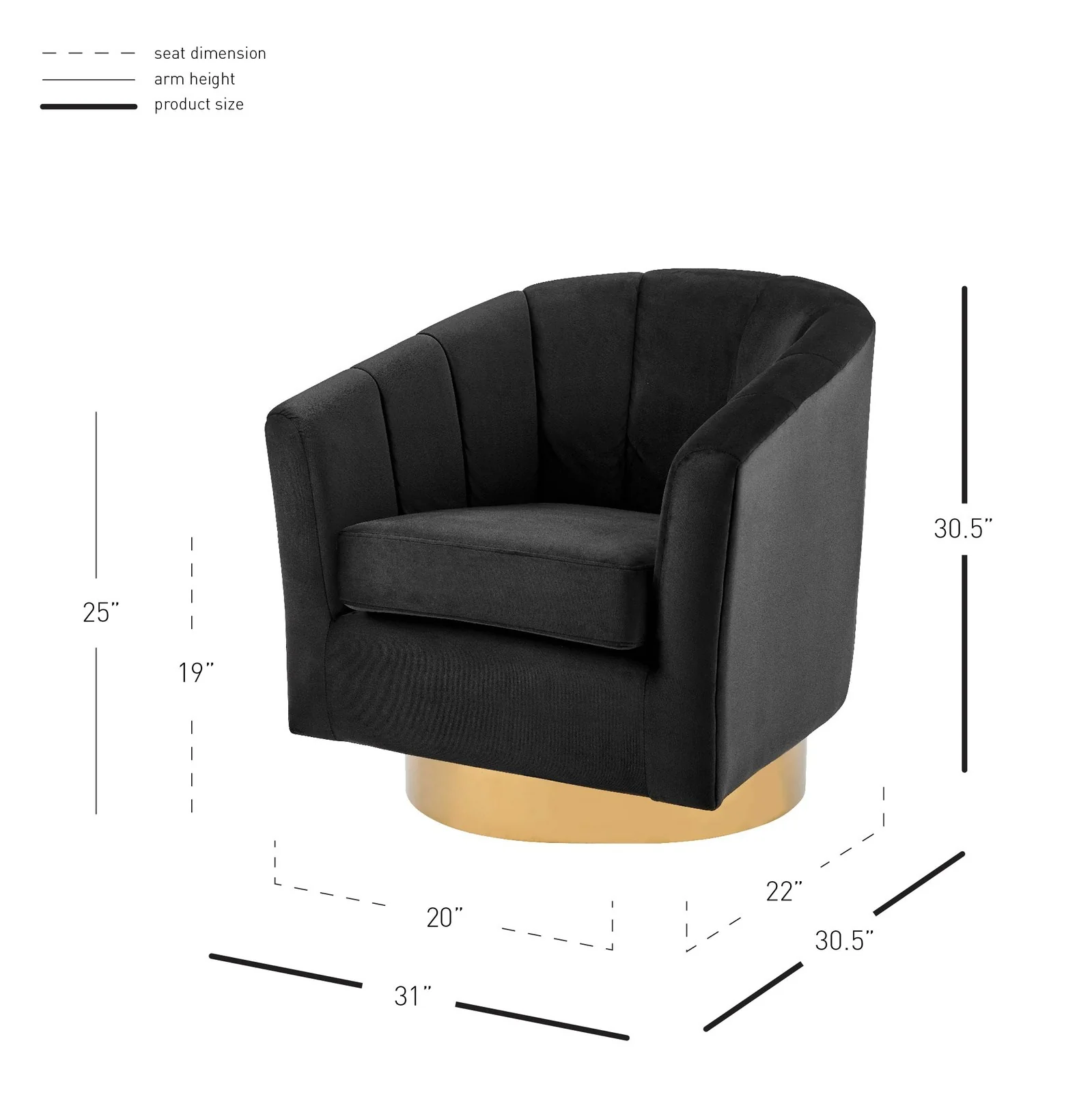 New Pacific Direct Natasha Velvet Fabric w/ Gold Metal Swivel Accent Arm Chair 1900187-575 - Image 5