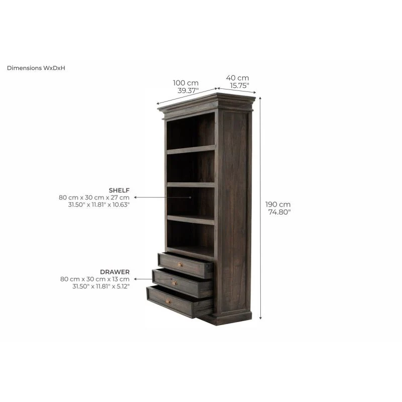 NovaSolo Halifax Mindi Bookcase Black Wash CA580BW - Image 9