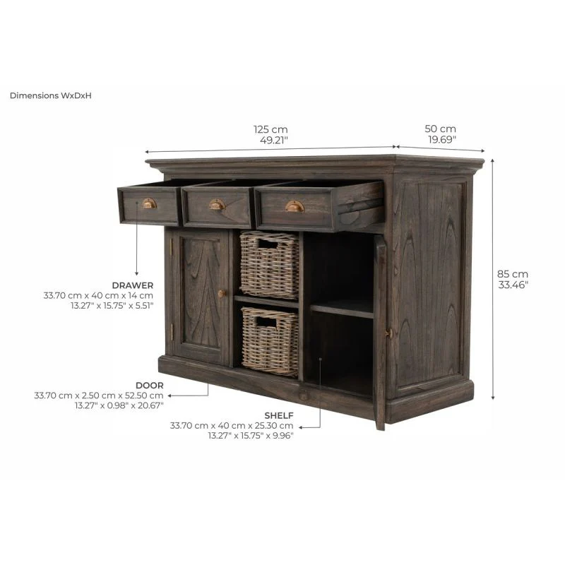 NovaSolo Halifax Mindi Buffet with 2 Baskets Black Wash B129BW - Image 10