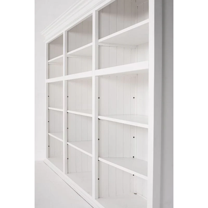 NovaSolo Halifax Triple-Bay Hutch Unit Bookcase Bookshelf White CA614 - Image 8