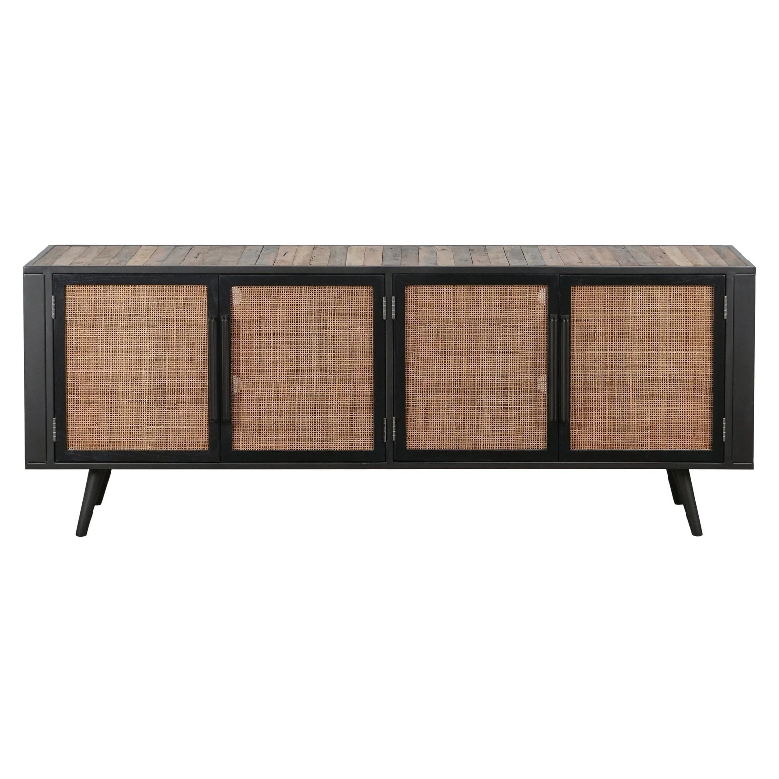 NovaSolo Nordic Rattan TV Dresser 4 Doors Natural Boat Wood BW RT 18050