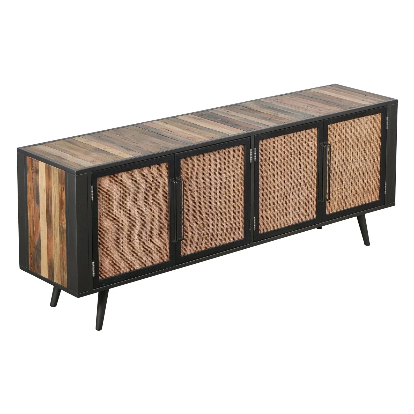 NovaSolo Nordic Rattan TV Dresser 4 Doors Natural Boat Wood BW RT 18050 - Image 2