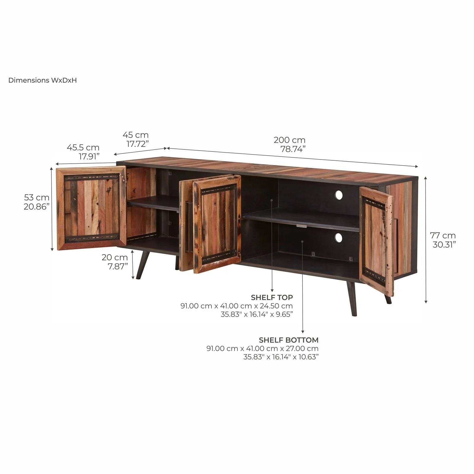 NovaSolo Nordic Smooth Boat Wood TV Dresser 4 Doors Natural Brown KK NO 18001 - Image 12