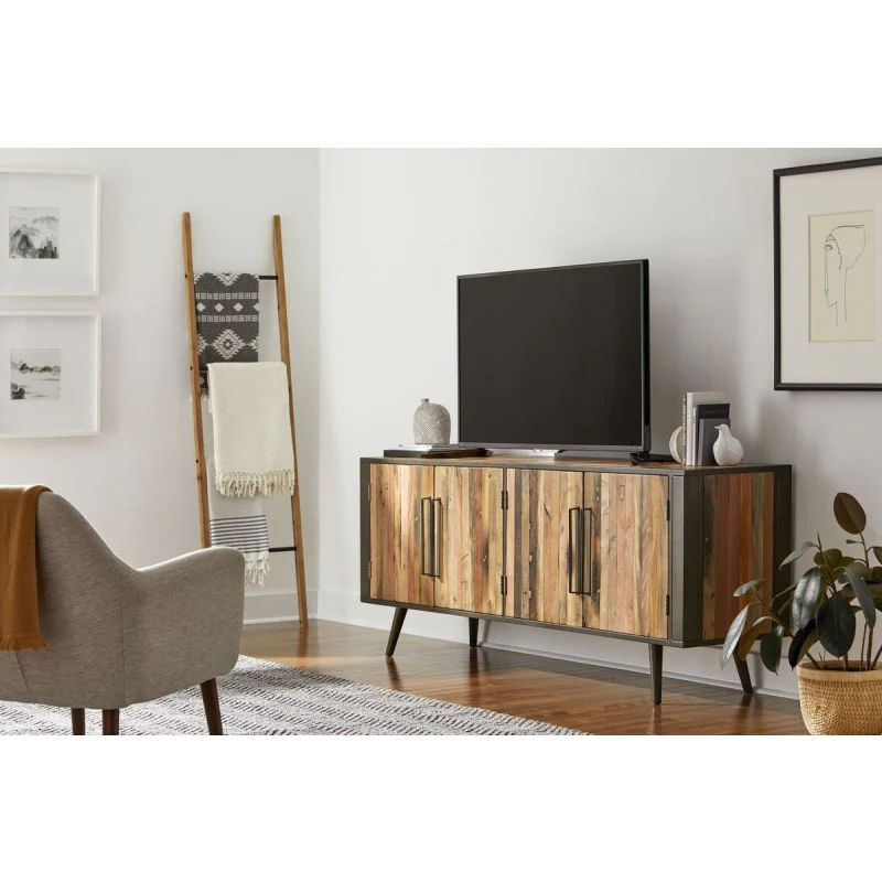 NovaSolo Nordic Smooth Boat Wood TV Dresser 4 Doors Natural Brown KK NO 18001 - Image 7