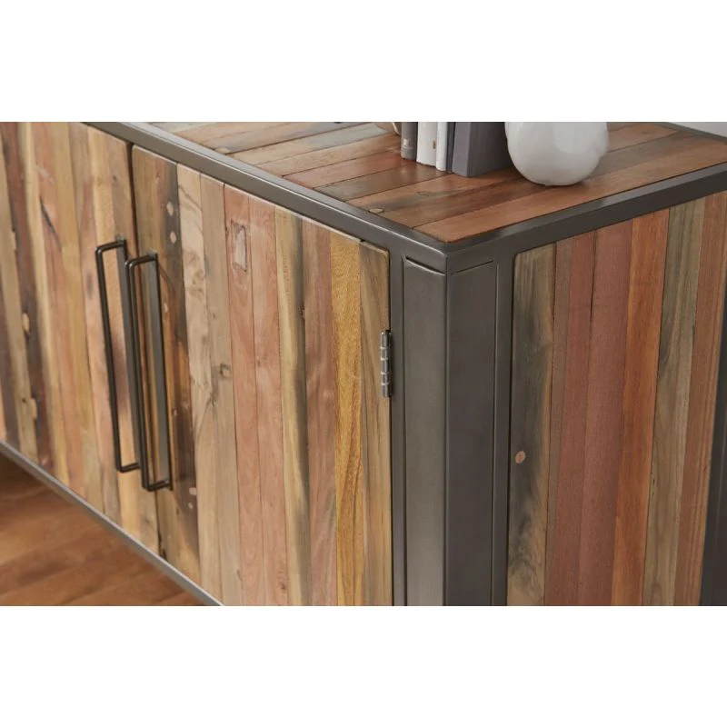 NovaSolo Nordic Smooth Boat Wood TV Dresser 4 Doors Natural Brown KK NO 18001 - Image 8