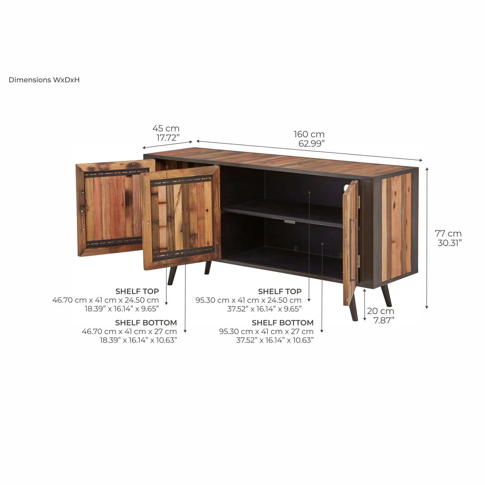 NovaSolo Nordic TV Dresser 3 Doors Natural Boat Wood KK NO 19005 - Image 9