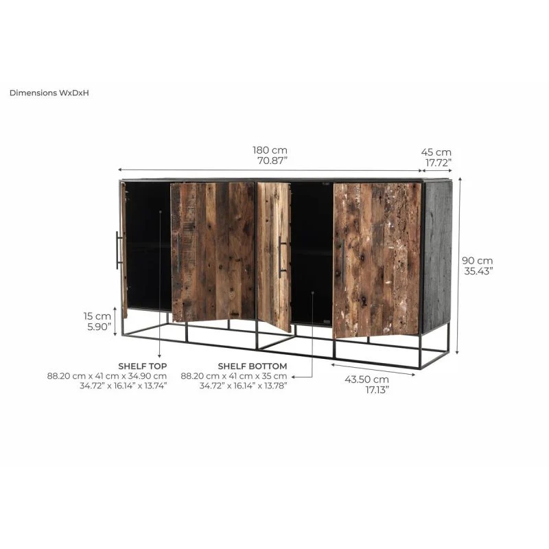 NovaSolo Rustika Sideboard 4 Doors Two-tone CPP 19005 - Image 13