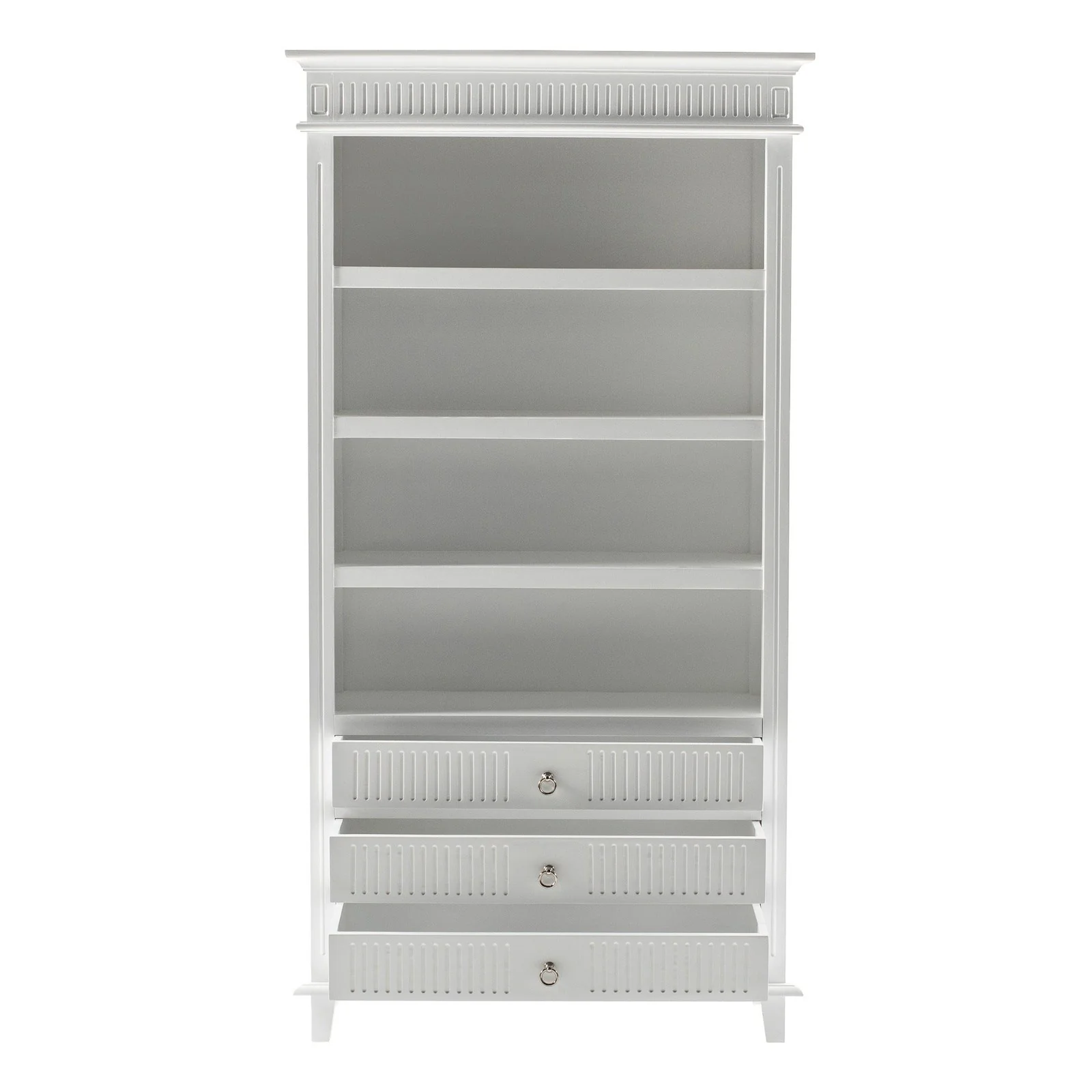 NovaSolo Skansen Bookcase with 3 Drawers in Classic White CA641 - Image 2