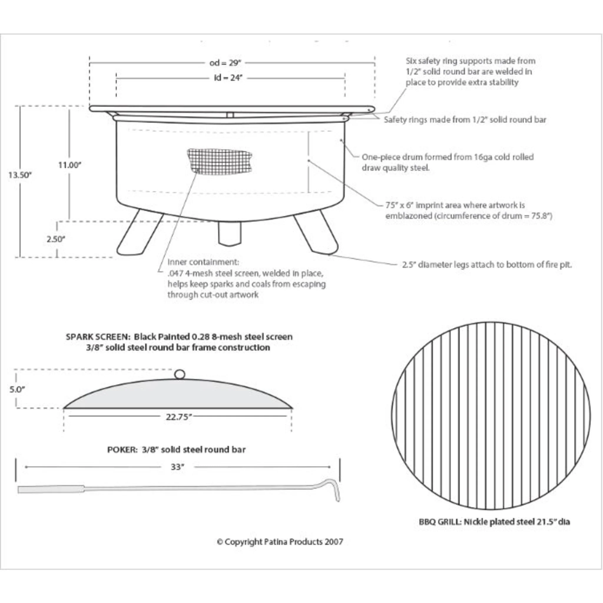 Patina Products University of Louisiana, Lafayette Fire Pit F483 - Image 6