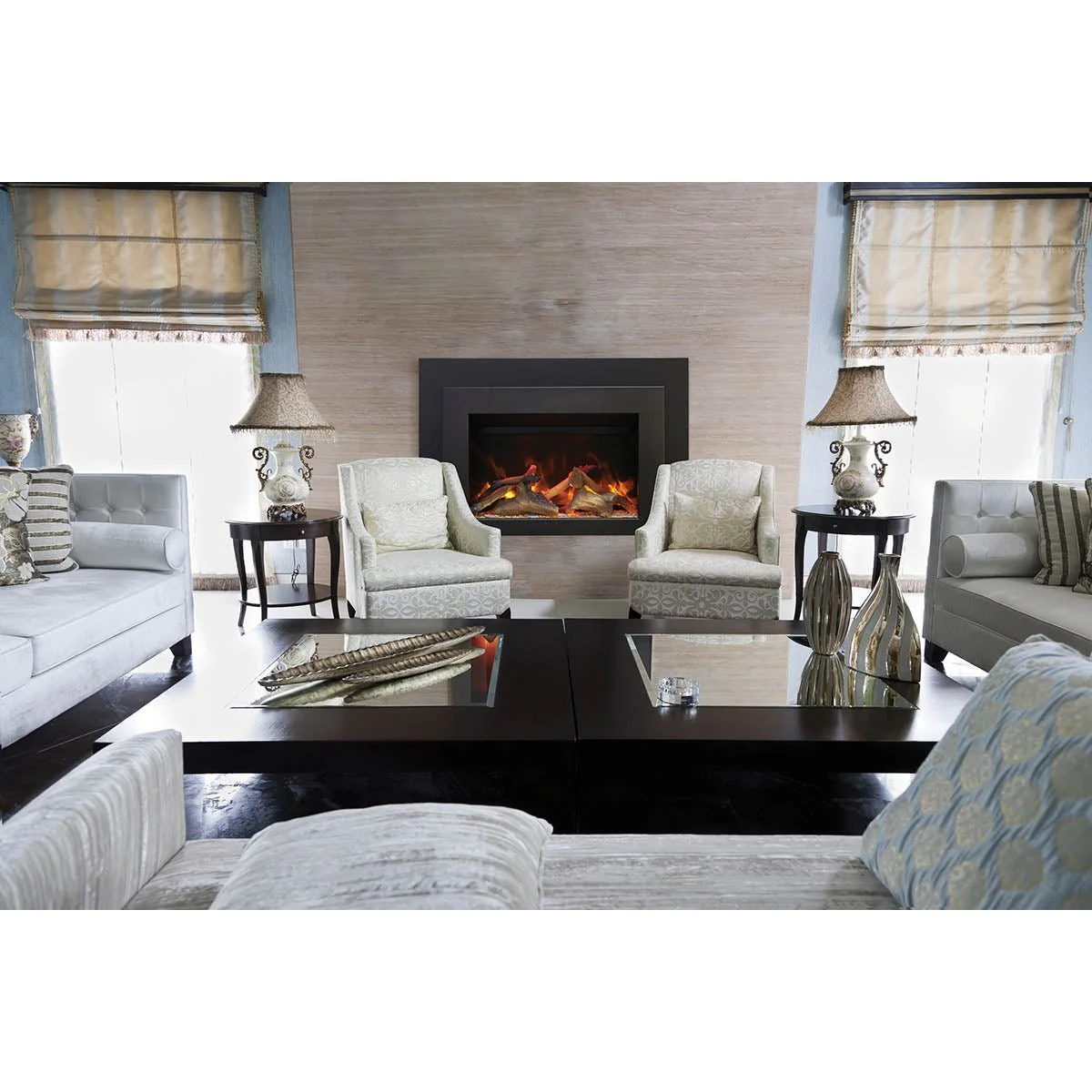 Sierra Flame INS-FM Electric Insert with Dual Steel Surround Fireplace - Image 7