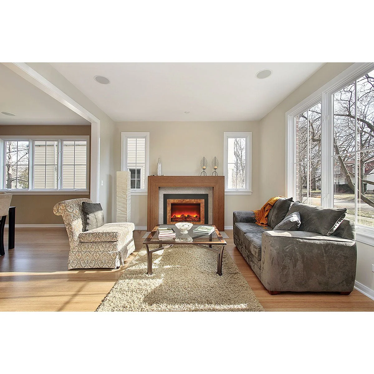 Sierra Flame INS-FM Electric Insert with Dual Steel Surround Fireplace - Image 8