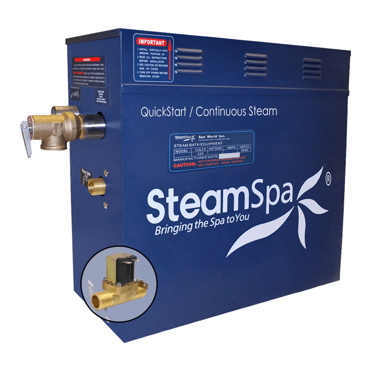 SteamSpa 7.5 KW QuickStart Acu-Steam Bath Generator with Built-in Auto Drain D-750-A