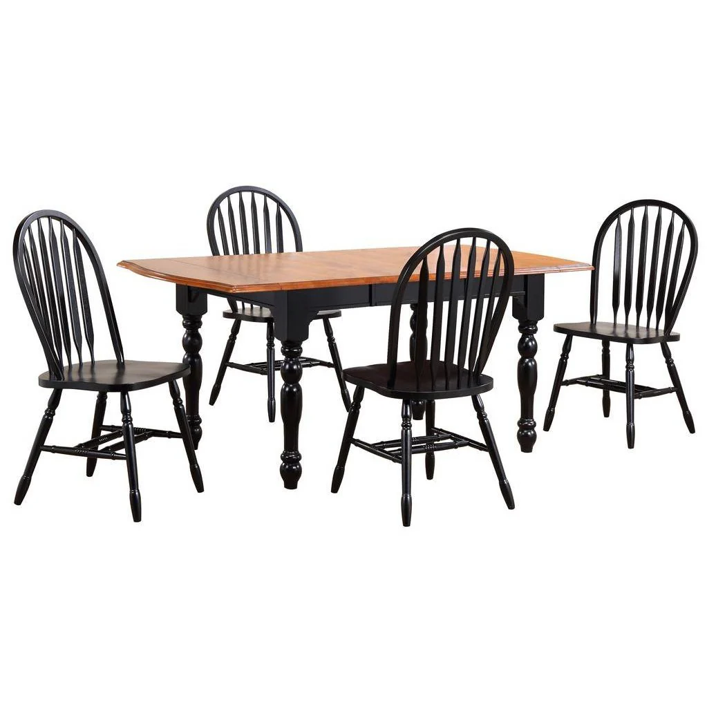 Sunset Trading Black Cherry Selections 5 Piece 72" Rectangular Drop Leaf Extendable Dining Set - Image 2