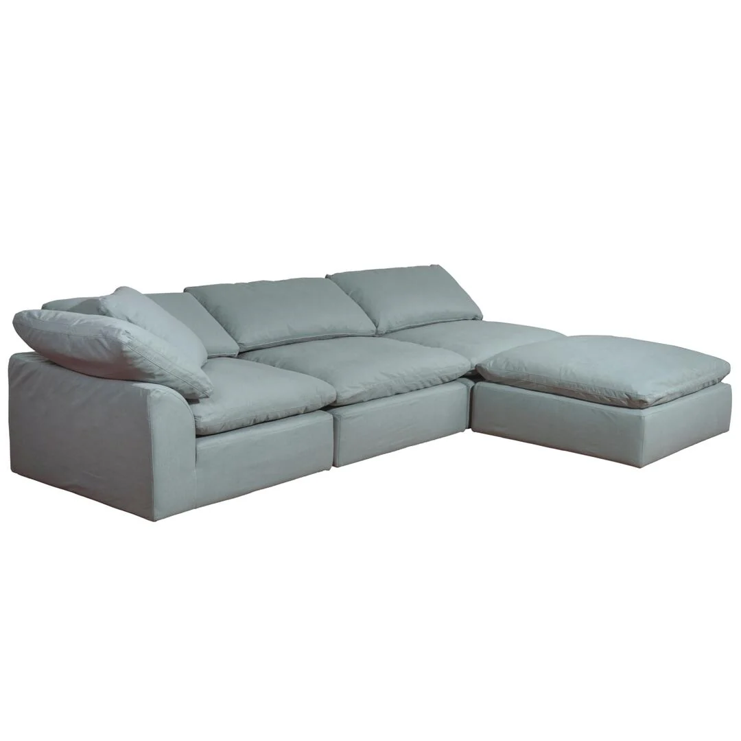 Sunset Trading Cloud Puff 4 Piece 132" Wide Slipcovered Modular Sectional Sofa with Ottoman - Image 12