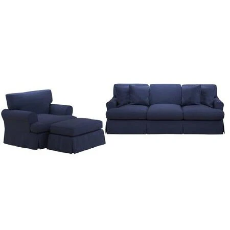Sunset Trading Horizon 3 Piece Slipcovered Living Room Set - Image 12