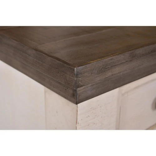 Sunset Trading Rustic French Bedroom Chest | 4 Storage Drawers | Distressed White and Brown Solid Wood | Vertical Dresser HH-4750-330 - Image 3