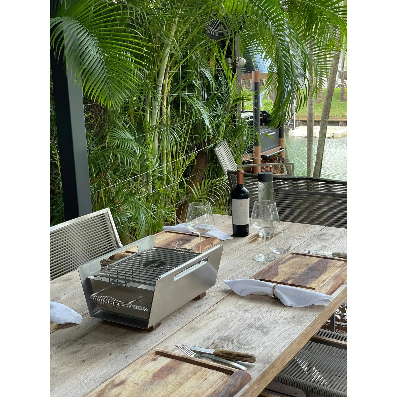 Tagwood BBQ Table Top Warming Brazier | Stainless steel and Acacia wood | BBQ07SS - Image 2