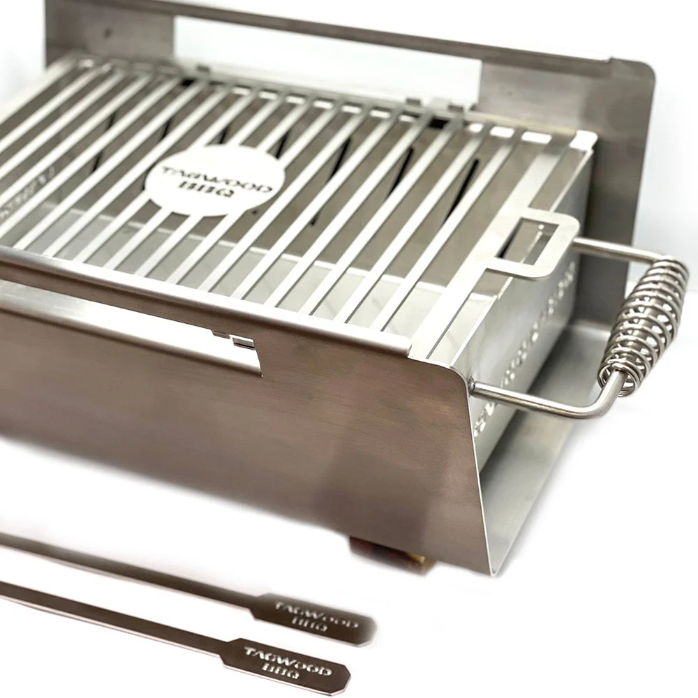 Tagwood BBQ Table Top Warming Brazier | Stainless steel and Acacia wood | BBQ07SS - Image 4