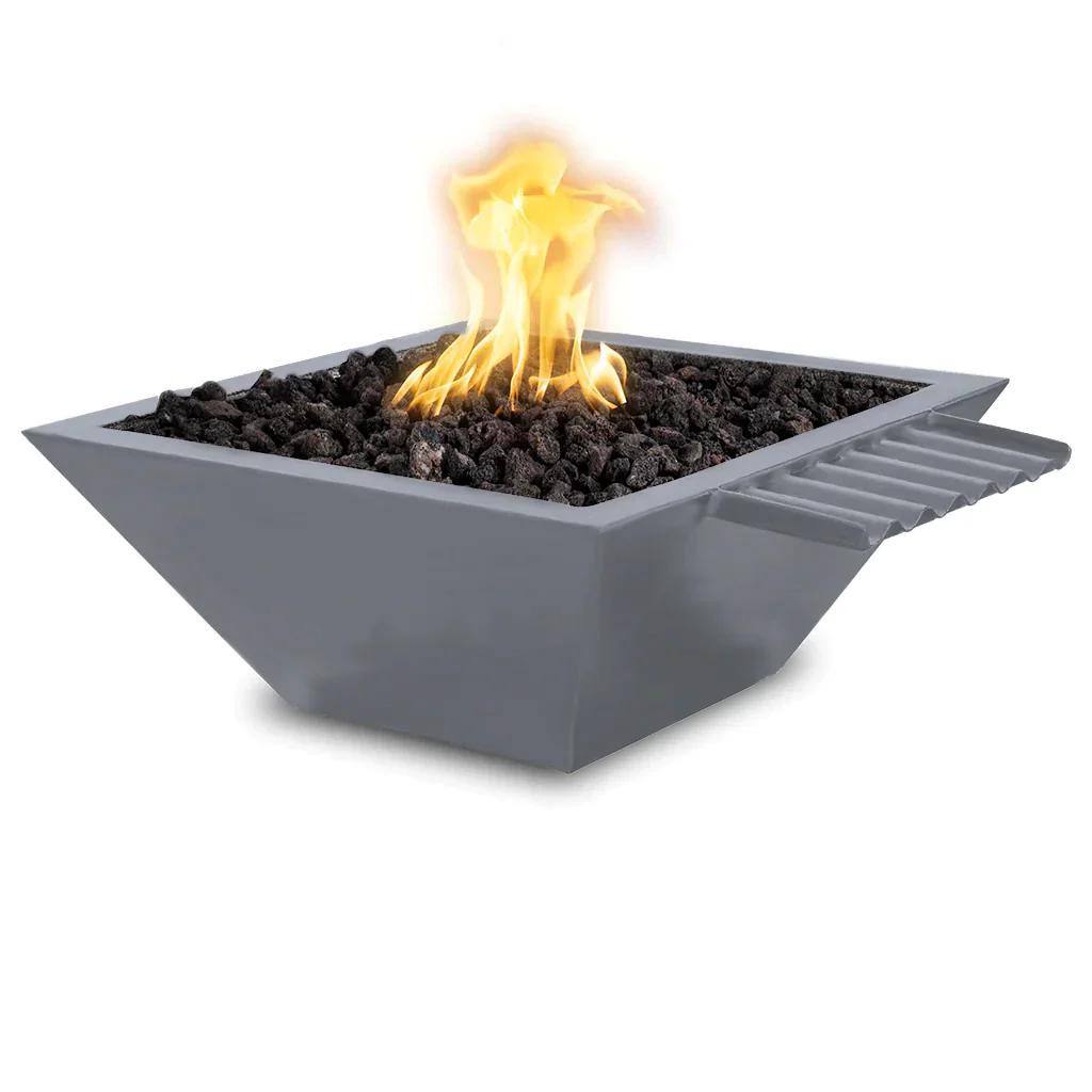 The Outdoor Plus 30" Maya Powder Coated Fire & Water Bowl Wave Scupper | Match Lit - Image 3
