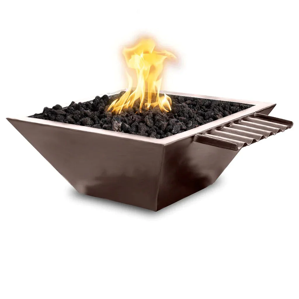The Outdoor Plus 30" Maya Powder Coated Fire & Water Bowl Wave Scupper | Match Lit - Image 4