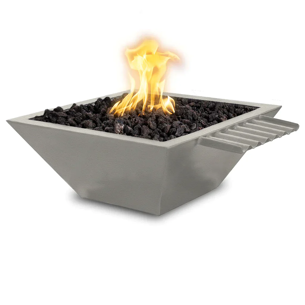 The Outdoor Plus 30" Maya Powder Coated Fire & Water Bowl Wave Scupper | Match Lit - Image 5