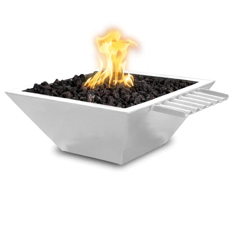 The Outdoor Plus 30" Maya Powder Coated Fire & Water Bowl Wave Scupper | Match Lit - Image 6