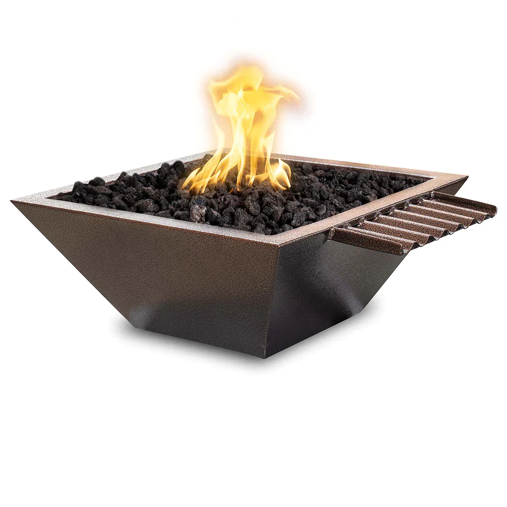 The Outdoor Plus 36" Maya Powder Coated Fire & Water Bowl Wave Scupper | Match Lit - Image 2