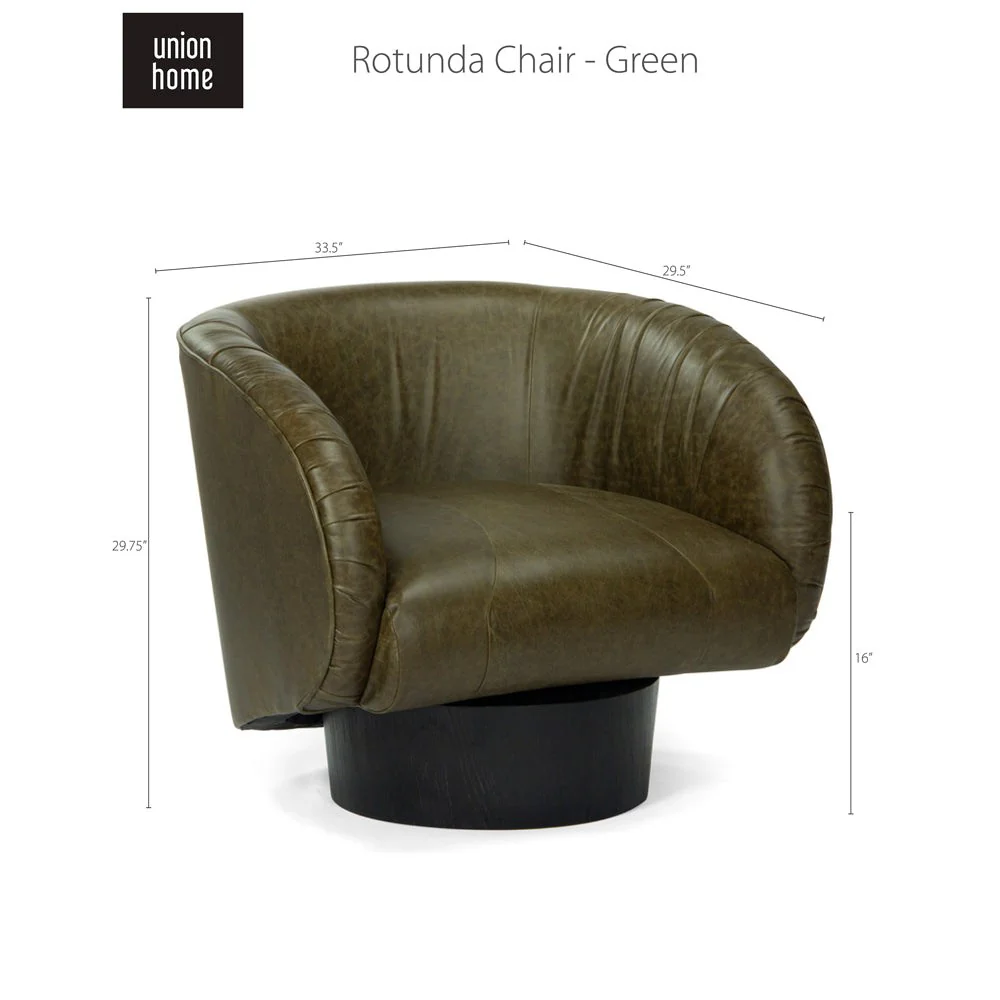 Union Home Rotunda Chair - Green Leather LVR00677 - Image 7
