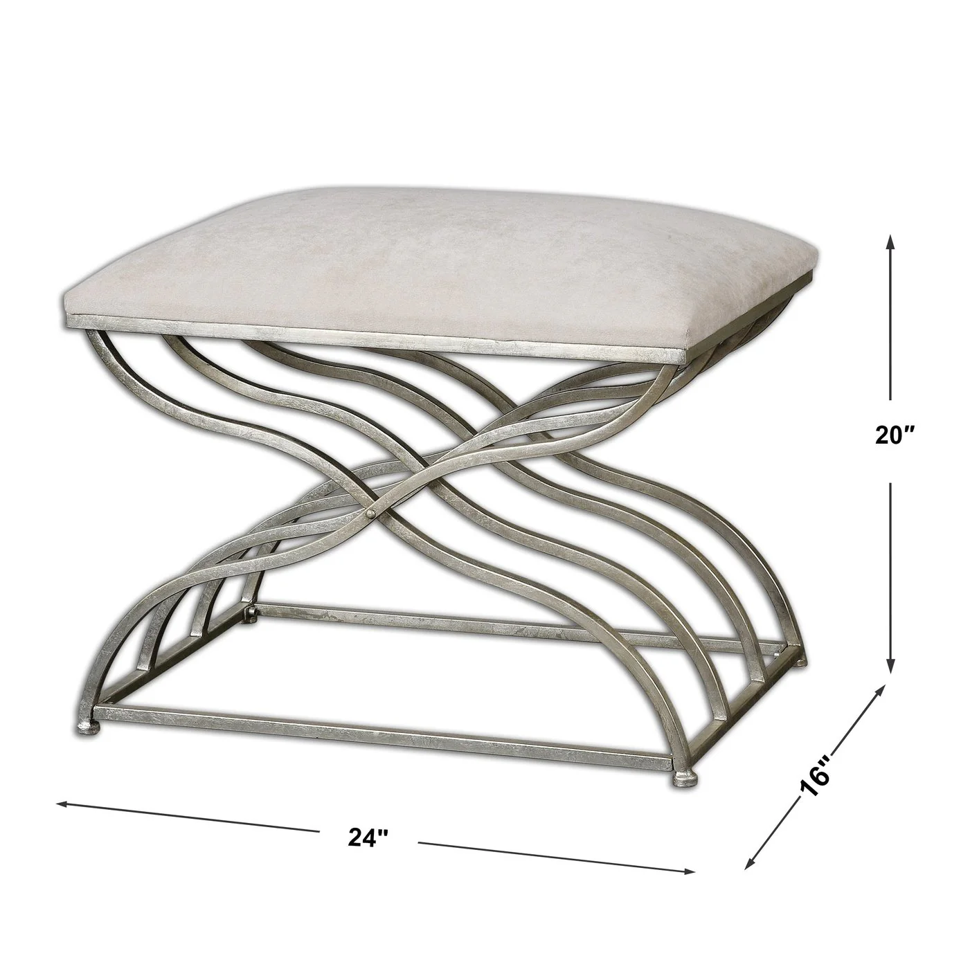 Uttermost Shea Satin Nickel Small Bench 23091 - Image 4