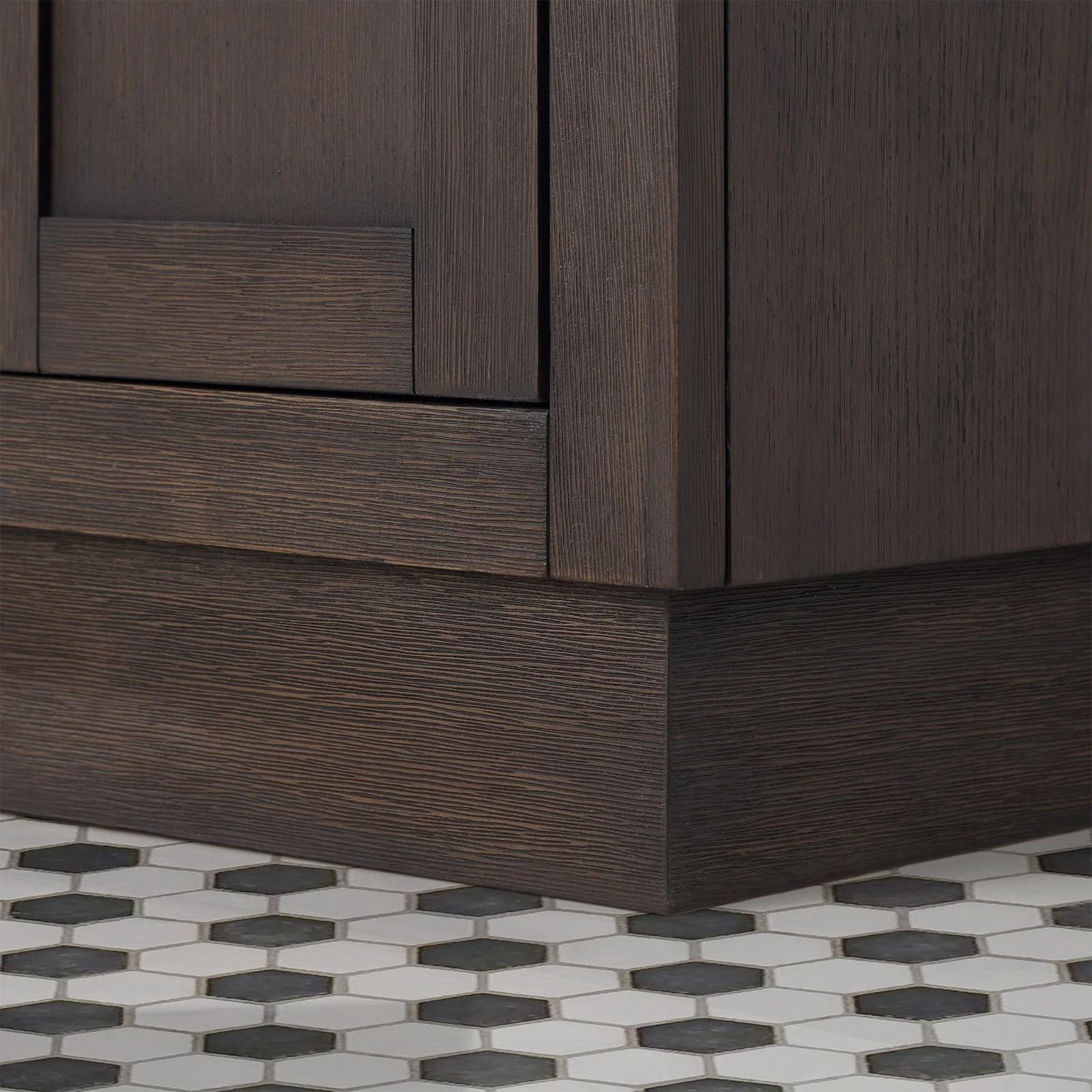 Water Creation Chestnut 60" Double Sink Carrara White Marble Countertop Vanity In Brown Oak with Gooseneck Faucets and Mirrors - Image 9