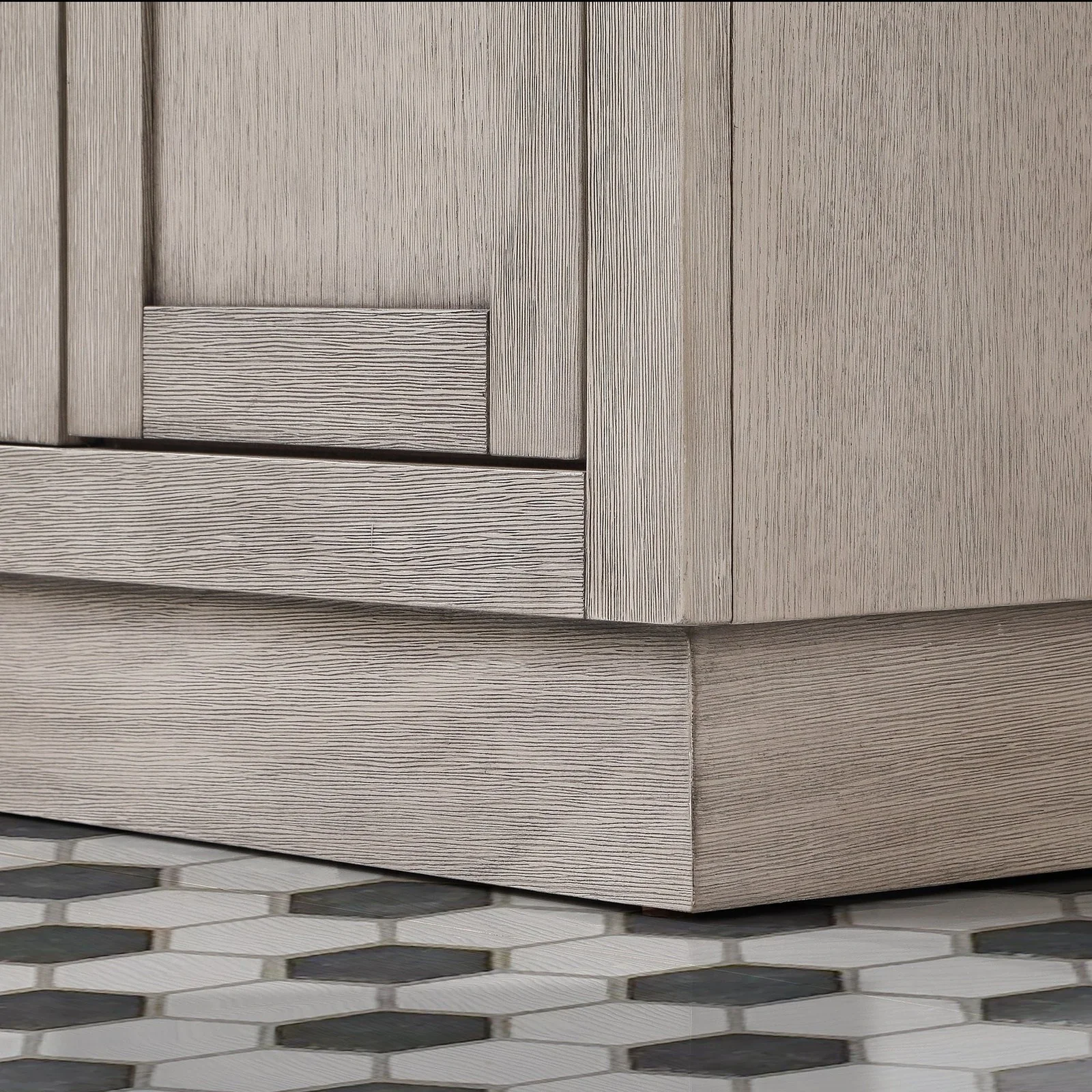 Water Creation Chestnut 72" Double Sink Carrara White Marble Countertop Vanity In Grey Oak with Gooseneck Faucets - Image 8