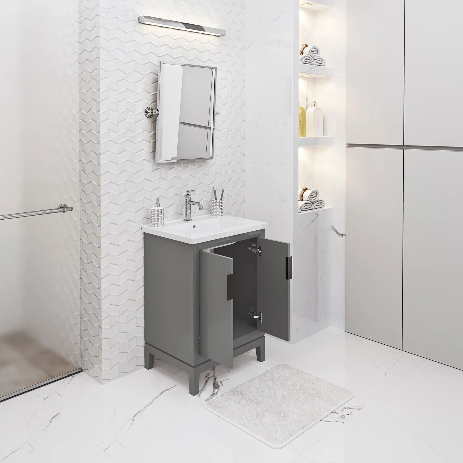 Water Creation Elise 24" Integrated Ceramic Sink Top Vanity in Cashmere Grey - Image 6