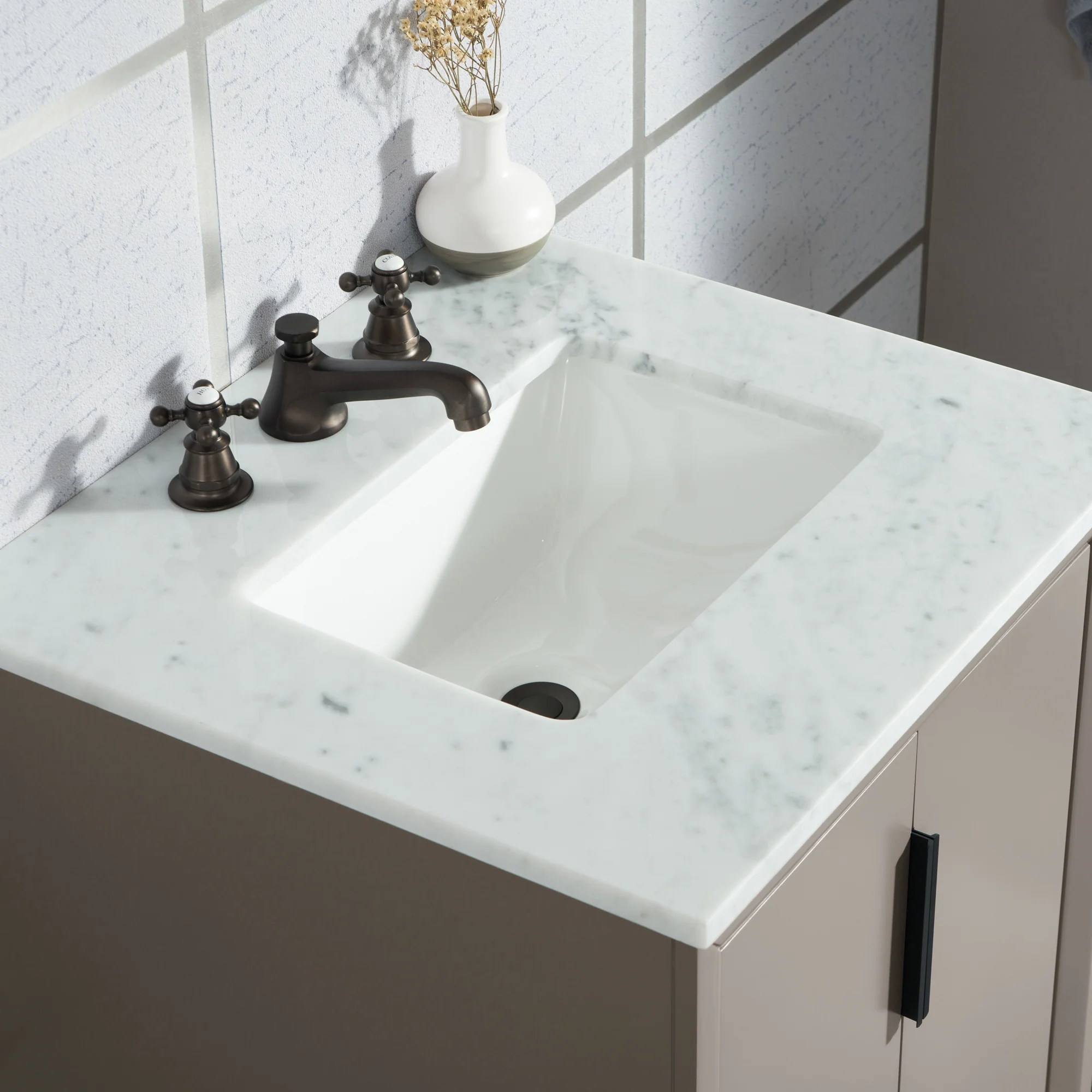 Water Creation Elizabeth 24" Single Sink Carrara White Marble Vanity In Cashmere Grey With Lavatory Faucet(s) - Image 5
