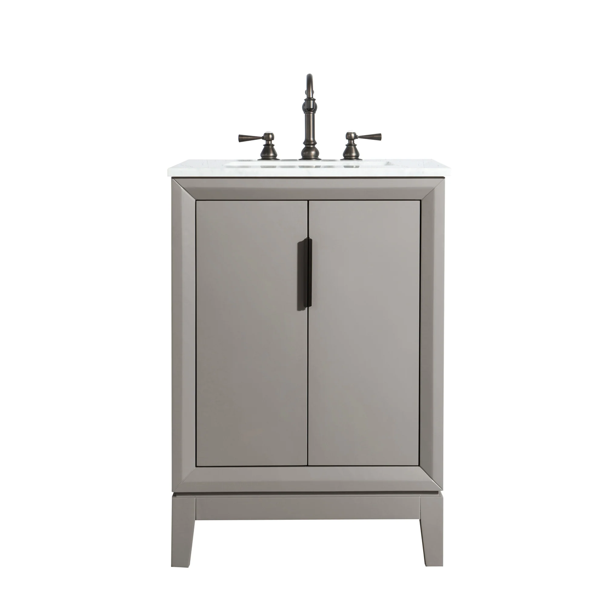 Water Creation Elizabeth 24" Single Sink Carrara White Marble Vanity In Cashmere Grey With Lavatory Faucet - Image 4