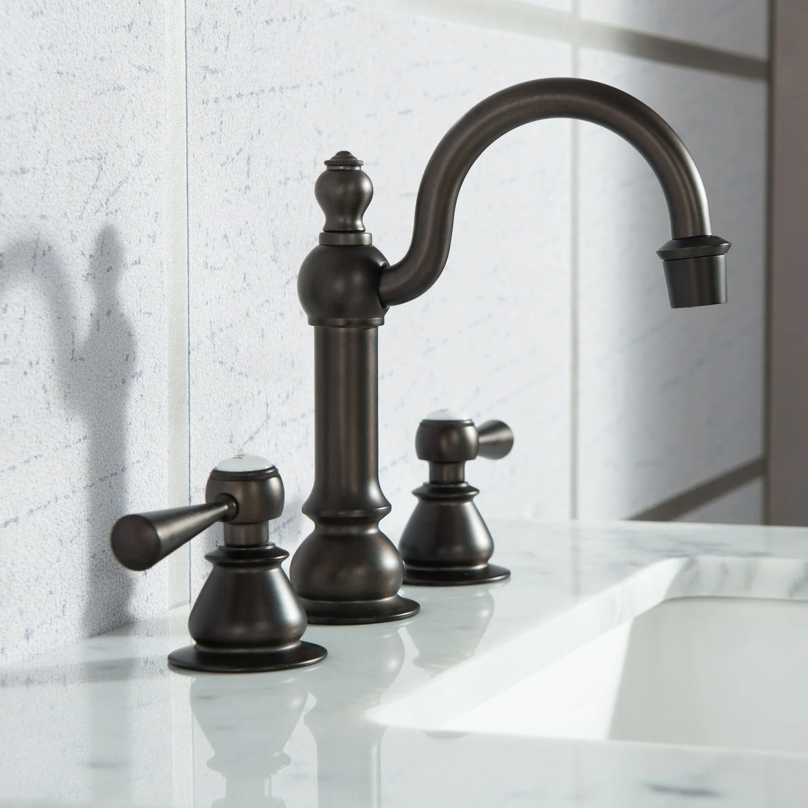 Water Creation Elizabeth 24" Single Sink Carrara White Marble Vanity In Cashmere Grey With Lavatory Faucet - Image 6