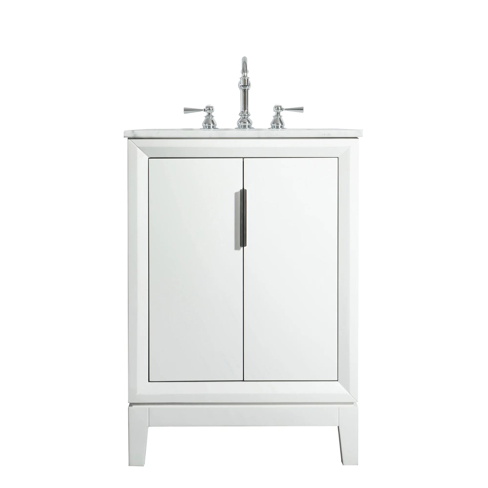 Water Creation Elizabeth 24" Single Sink Carrara White Marble Vanity In Pure White With Lavatory Faucet(s) - Image 4