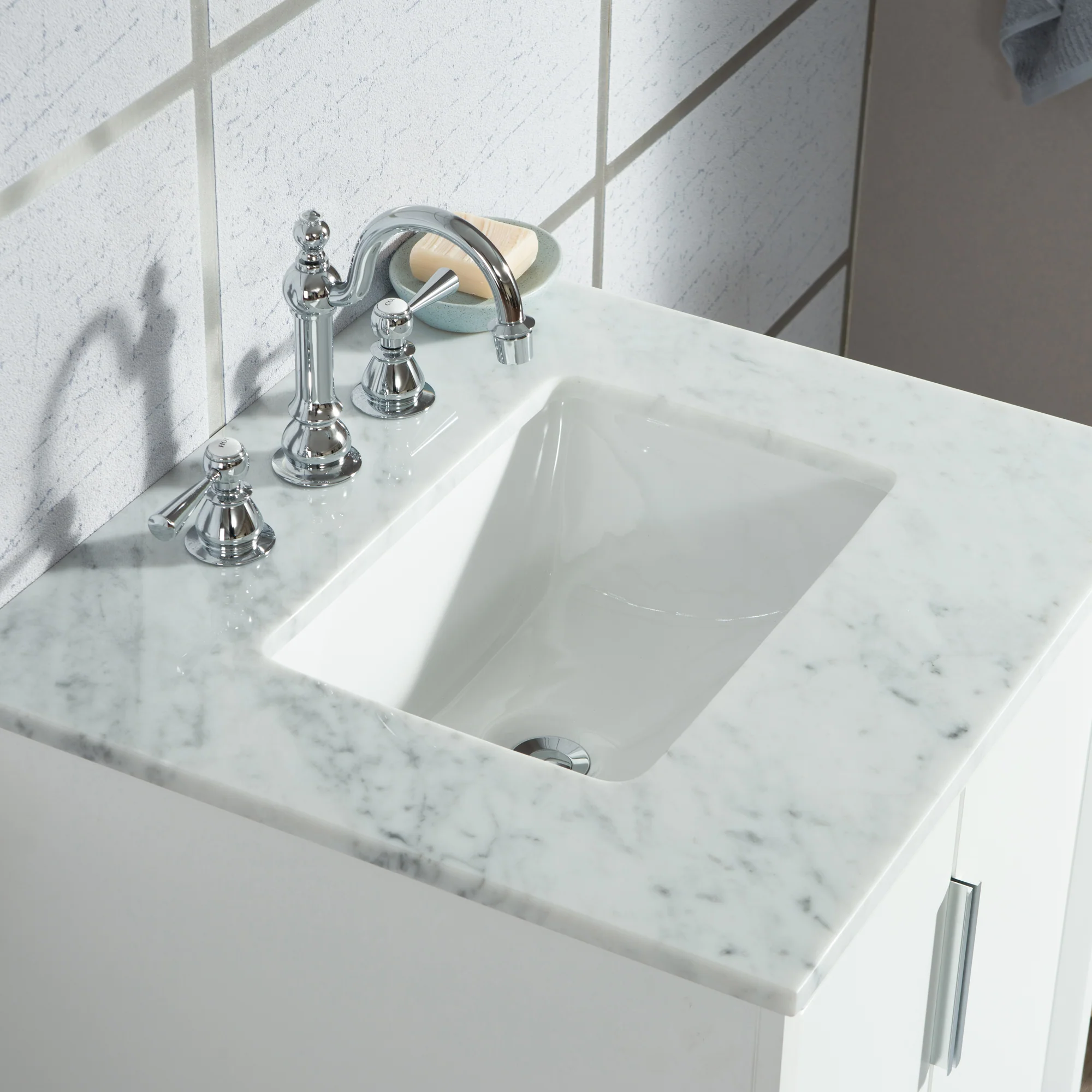 Water Creation Elizabeth 24" Single Sink Carrara White Marble Vanity In Pure White With Lavatory Faucet(s) - Image 5