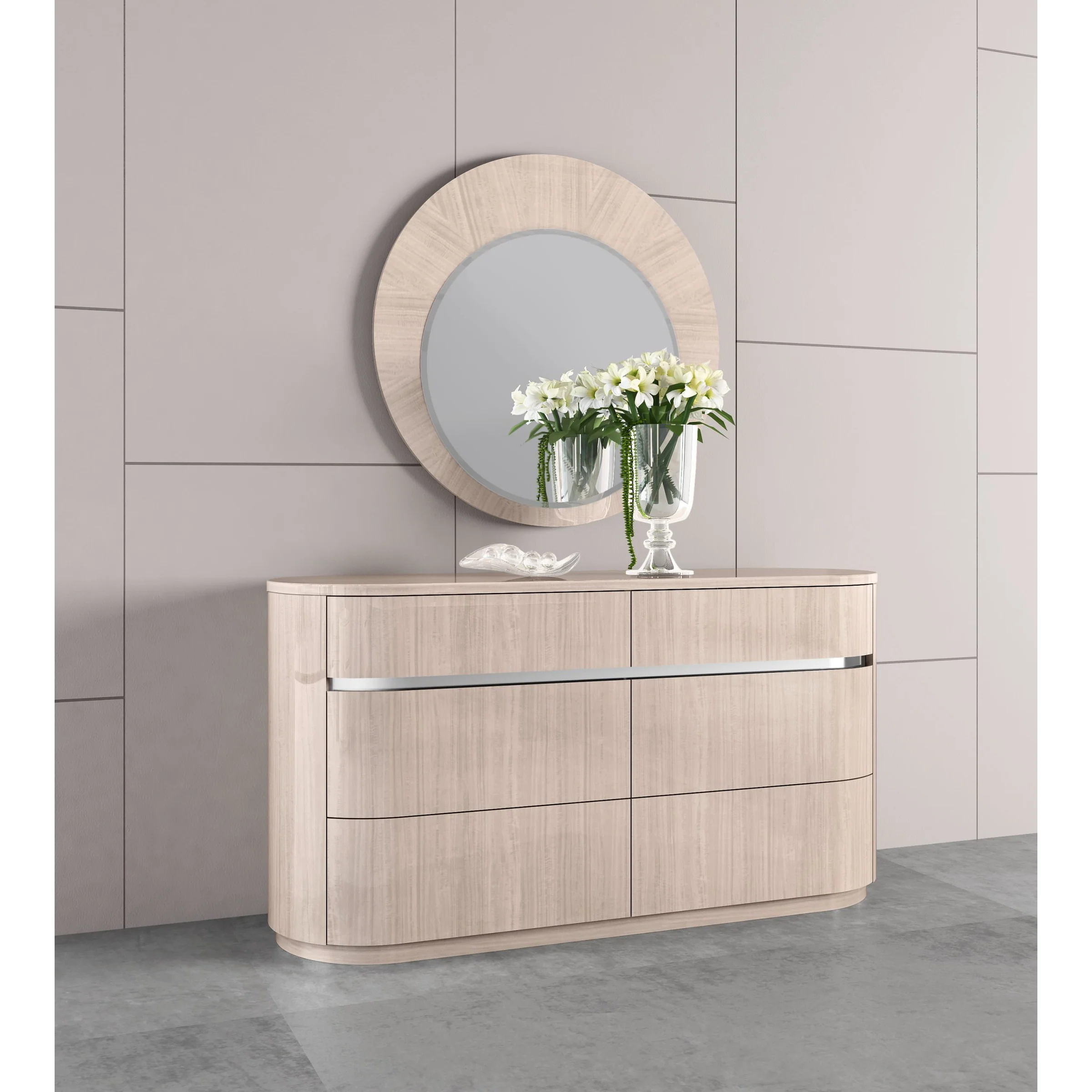 Whiteline Modern Living Waves Round Mirror
