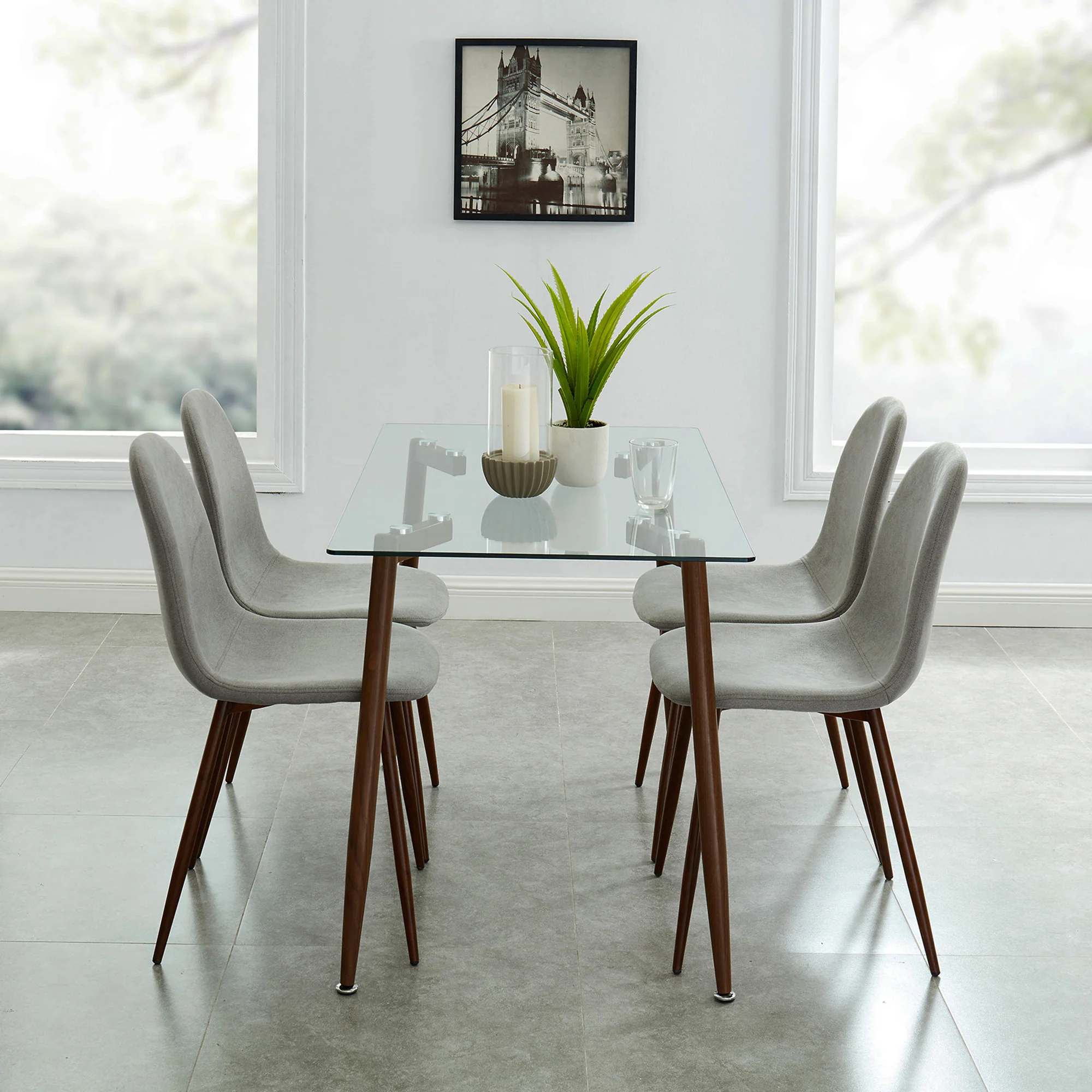 Worldwide Home Furnishings Abbot Wl_Lyna Gy-5pc Dining Set 5pc Dining Set 207-453/250GY