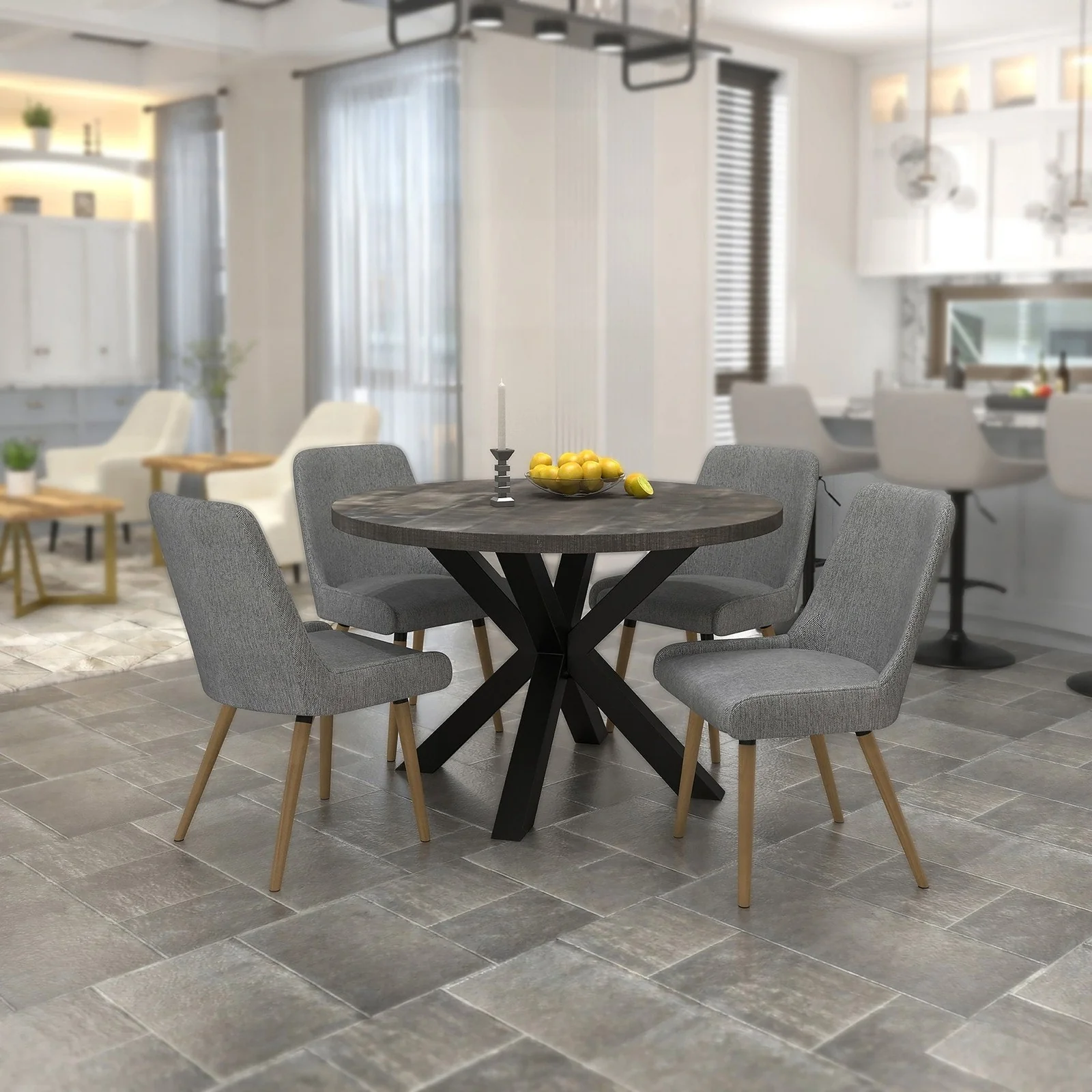 Worldwide Home Furnishings Arhan Dg_Mia Gy/Dg-5pc Dining Set 5pc Dining Set 207-580DG_247GYDG