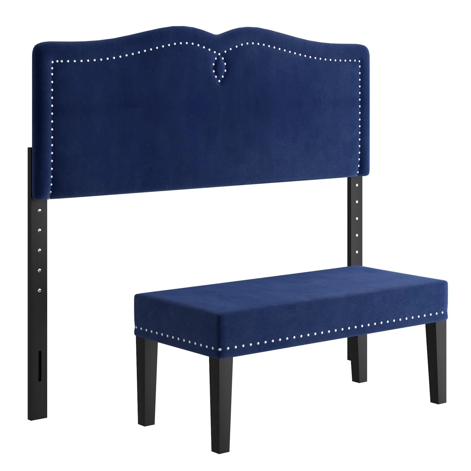 Worldwide Home Furnishings Aurora-54''/60'' Adj Hb W/ Bench-Blue 54"/60" Adj. Headboard W/Bench 151-585D_Q-BL - Image 2