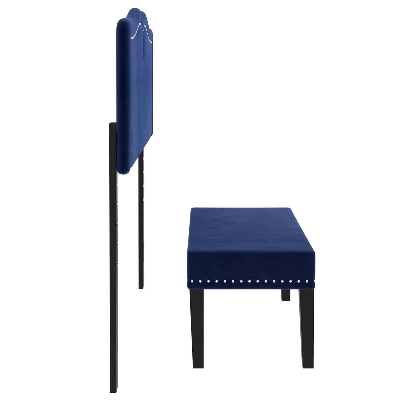 Worldwide Home Furnishings Aurora-54''/60'' Adj Hb W/ Bench-Blue 54"/60" Adj. Headboard W/Bench 151-585D_Q-BL - Image 3